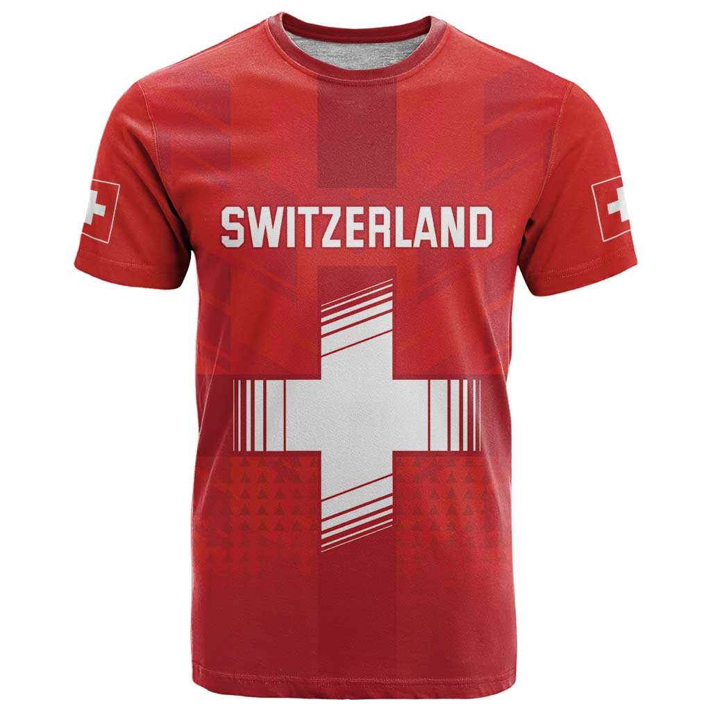Custom Switzerland Football T-Shirt Red Crosses Go Champions Graphic Tee