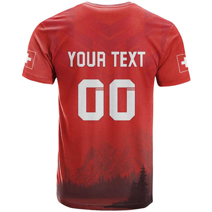 Custom Switzerland Football T-Shirt Red Crosses Go Champions Graphic Tee