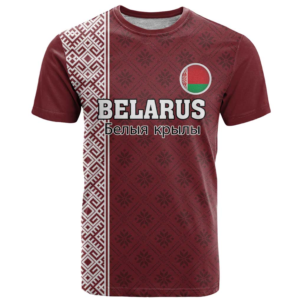 Custom Belarus Football T-Shirt The White Wings Red Version Graphic Tee
