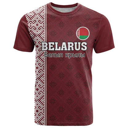 Custom Belarus Football T-Shirt The White Wings Red Version Graphic Tee