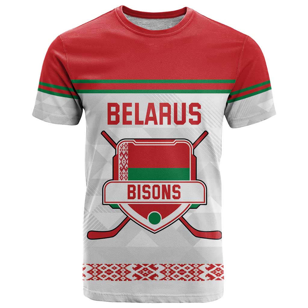Custom Belarus Ice Hockey T-Shirt 2025 Go Bisons White Version Graphic Tee