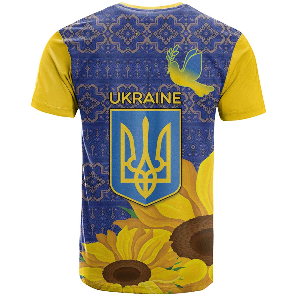 Ukraine Peace Dove T-Shirt Ukraine Sunflower With Folk Patterns Graphic Tee