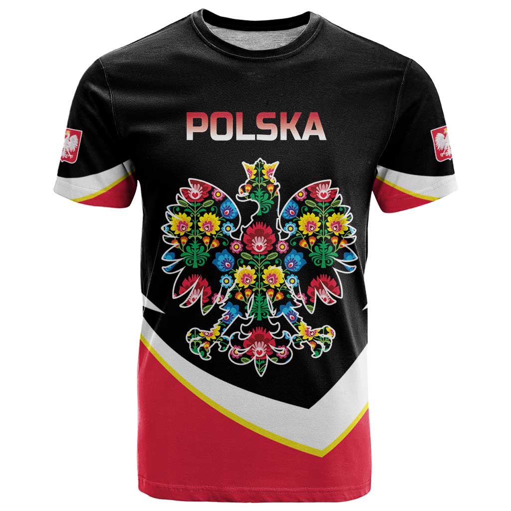 Personalized Poland Wycinanki Eagle T-Shirt Polish Traditional Floral Folk Pattern Graphic Tee