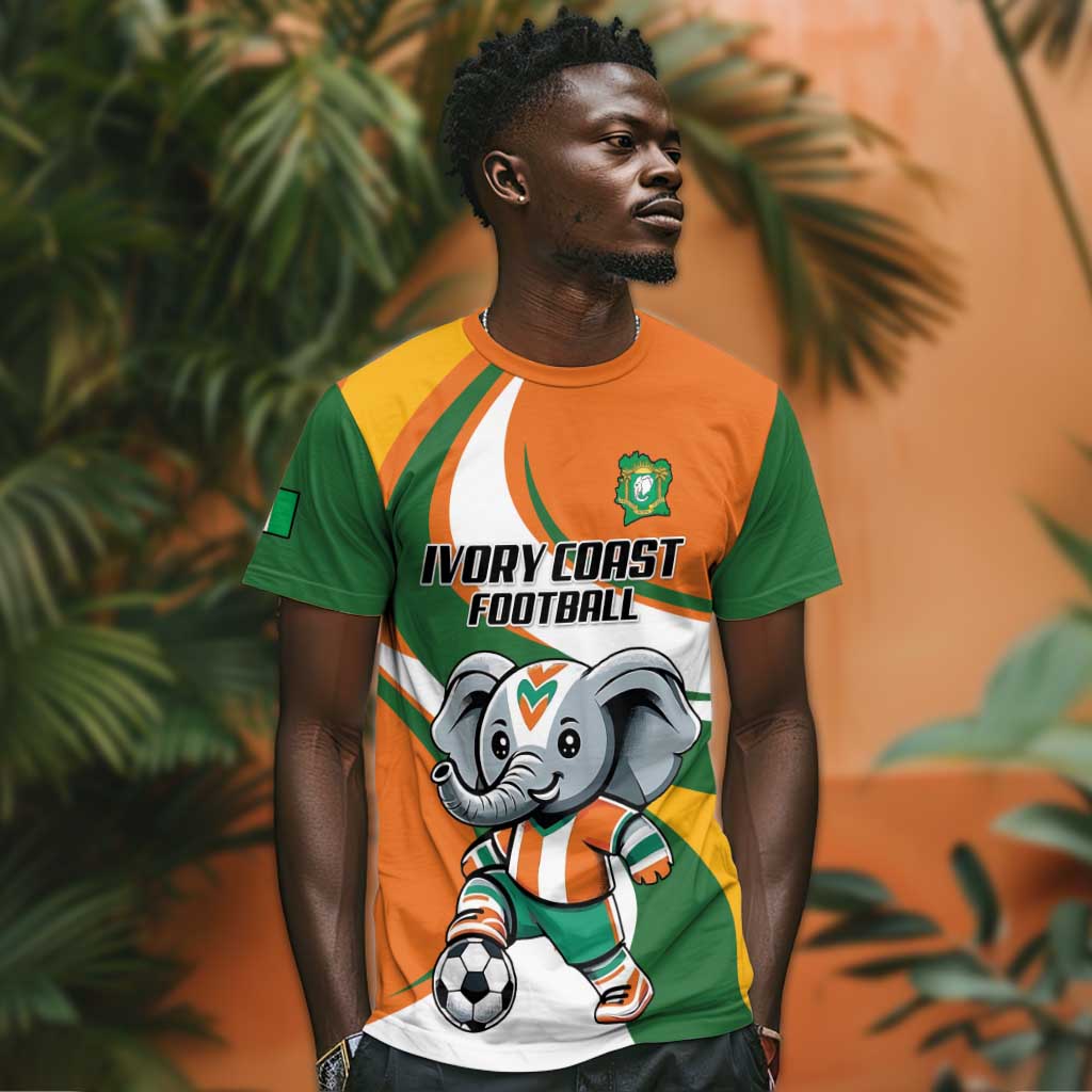 Custom Ivory Coast Football T-Shirt Les Elephants Mascot Graphic Tee