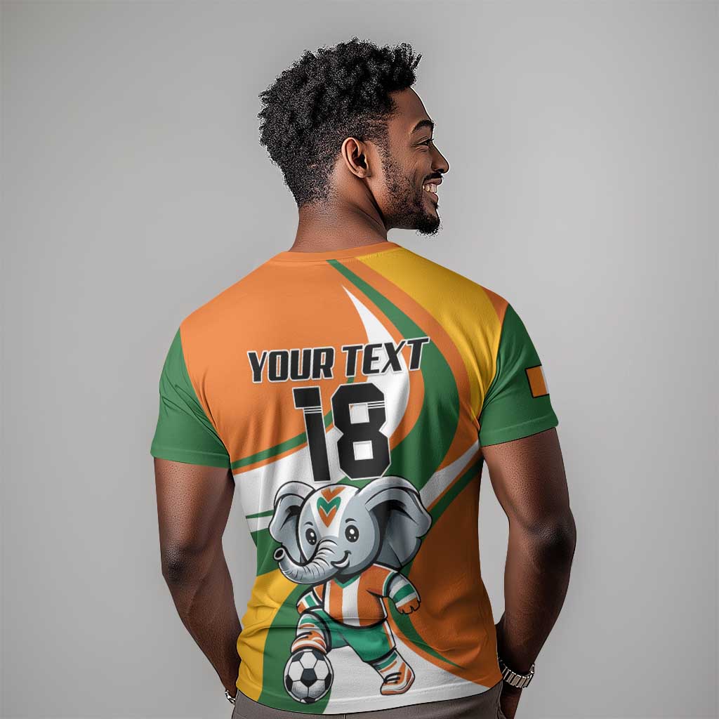 Custom Ivory Coast Football T-Shirt Les Elephants Mascot Graphic Tee