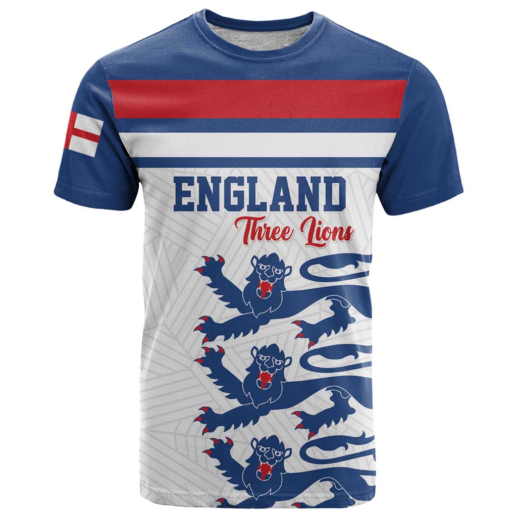 Custom England Three Lions T-Shirt Vintage Stripe Football Fan Graphic Tee