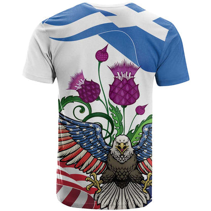 Scottish American Heritage Month T-Shirt Thistle And American Eagle Graphic Tee