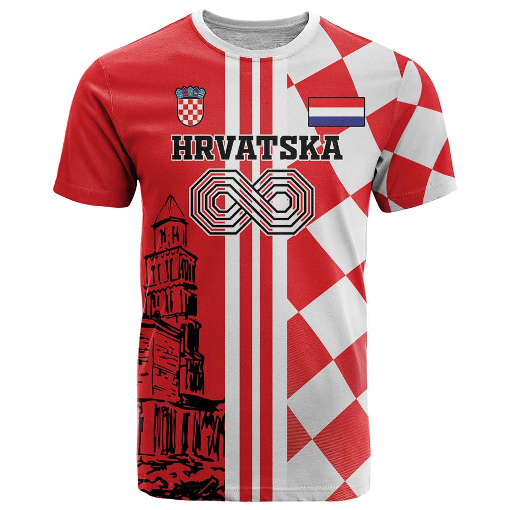 Custom Croatia T-Shirt Checkerboard Hrvatska Simple Style Graphic Tee