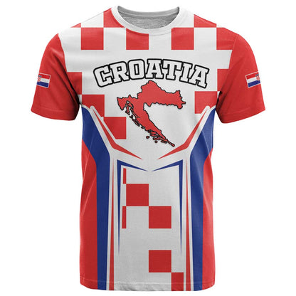 Custom Croatia Checkerboard T-Shirt Simple Style Graphic Tee
