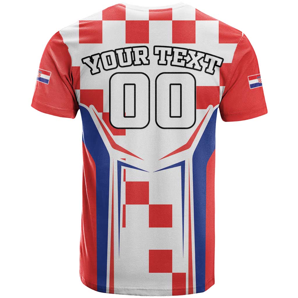 Custom Croatia Checkerboard T-Shirt Simple Style Graphic Tee