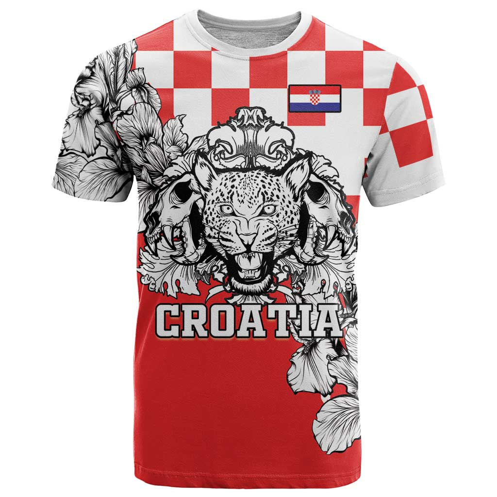 Personalized Croatia Leopard Heads T-Shirt With Iris Graphic Tee