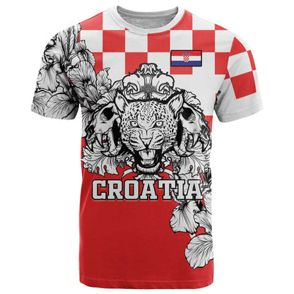 Personalized Croatia Leopard Heads T-Shirt With Iris Graphic Tee