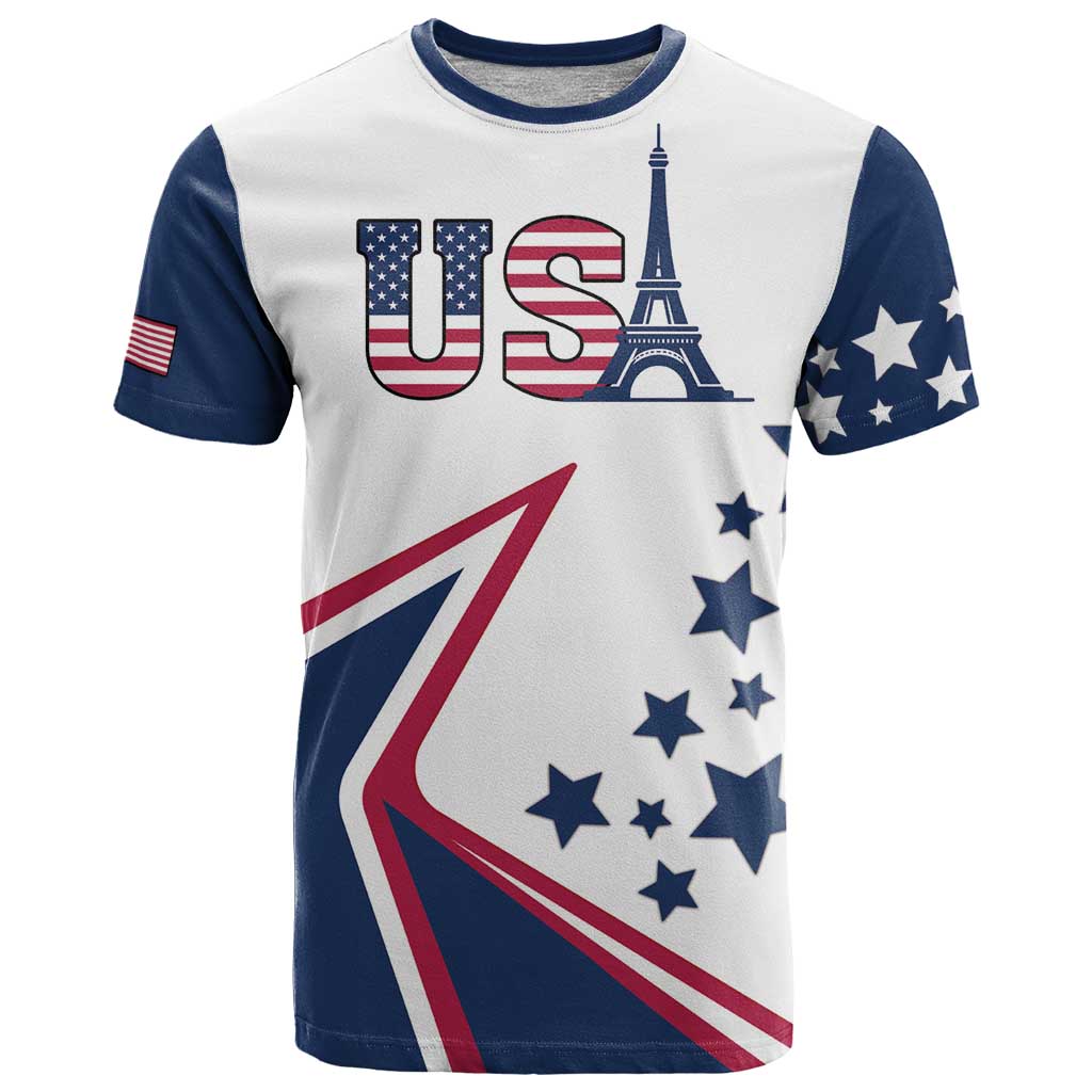 Custom USA Summer Sport 2024 T-Shirt Eiffel Tower 2024 Graphic Tee