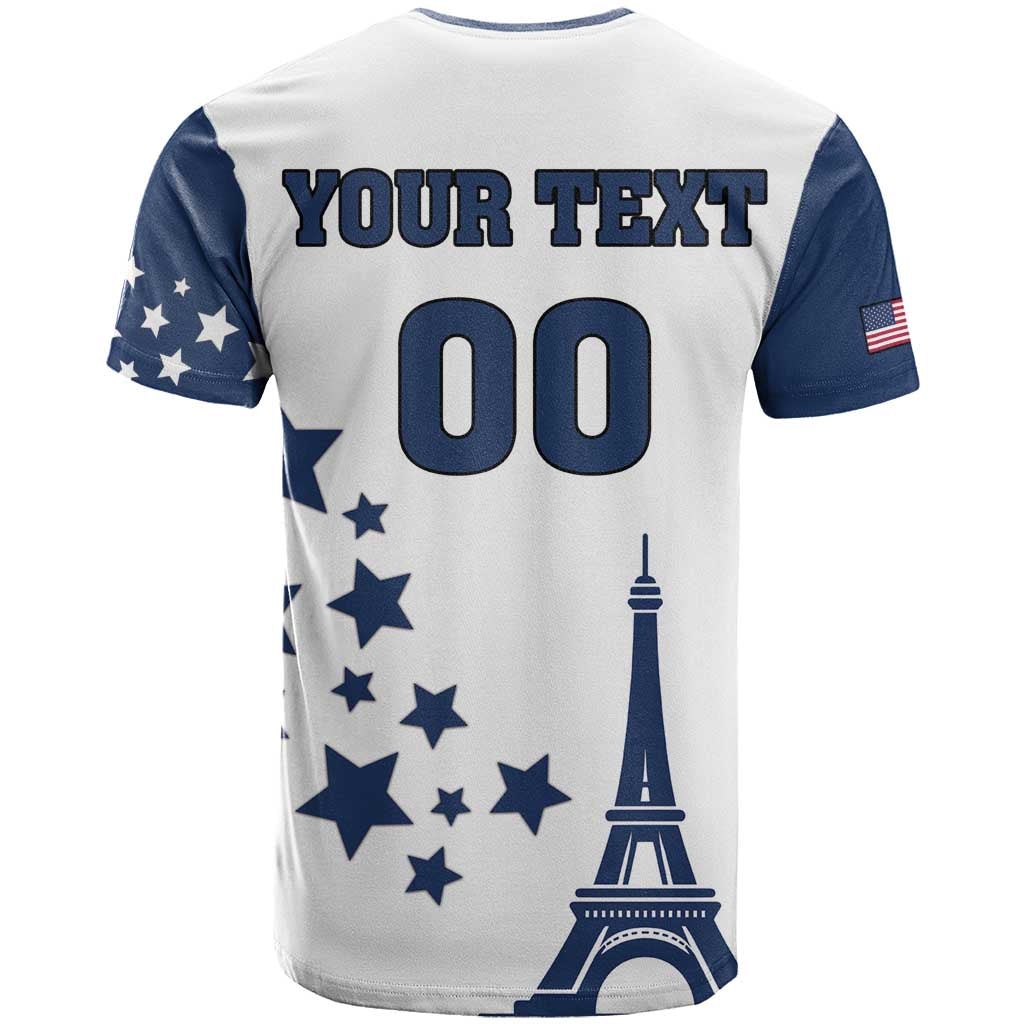 Custom USA Summer Sport 2024 T-Shirt Eiffel Tower 2024 Graphic Tee