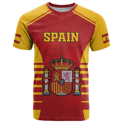 Custom Spain Coat Of Arms T-Shirt Sport Style Graphic Tee
