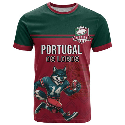 Custom Portugal Rugby T-Shirt Go Os Lobos Wolves Mascot Graphic Tee