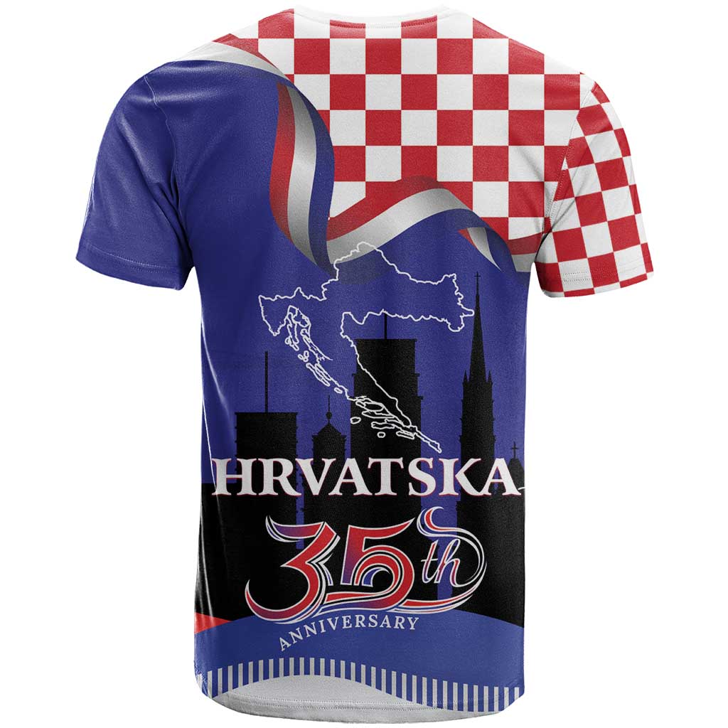 Croatia Independence Day T-Shirt Hrvatska Checkerboard 35th Anniversary Graphic Tee