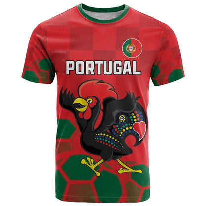 Custom Portugal Football T-Shirt Barcelos Rooster Mascot Dynamic Style Graphic Tee