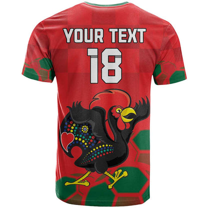 Custom Portugal Football T-Shirt Barcelos Rooster Mascot Dynamic Style Graphic Tee