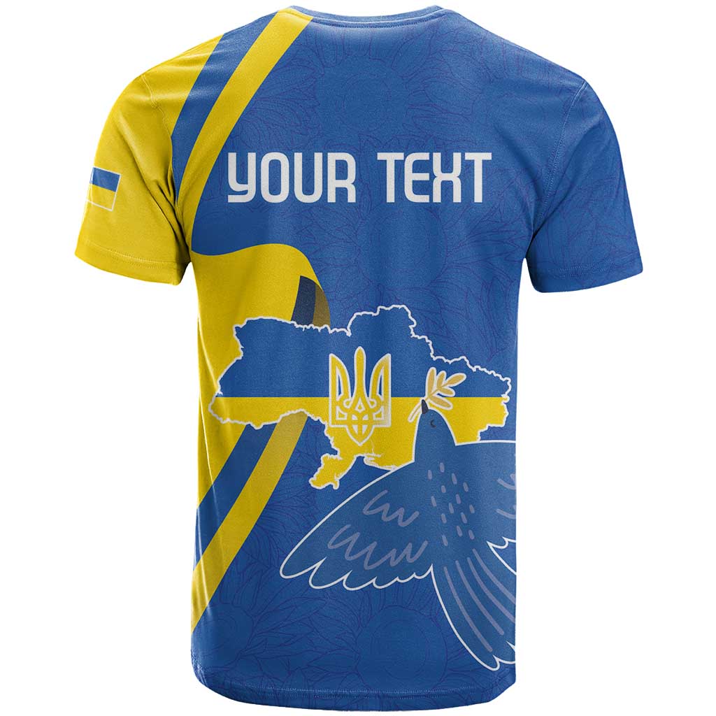 Personalized Ukraine Independence Day T-Shirt Peace Dove Sunflower Graphic Tee