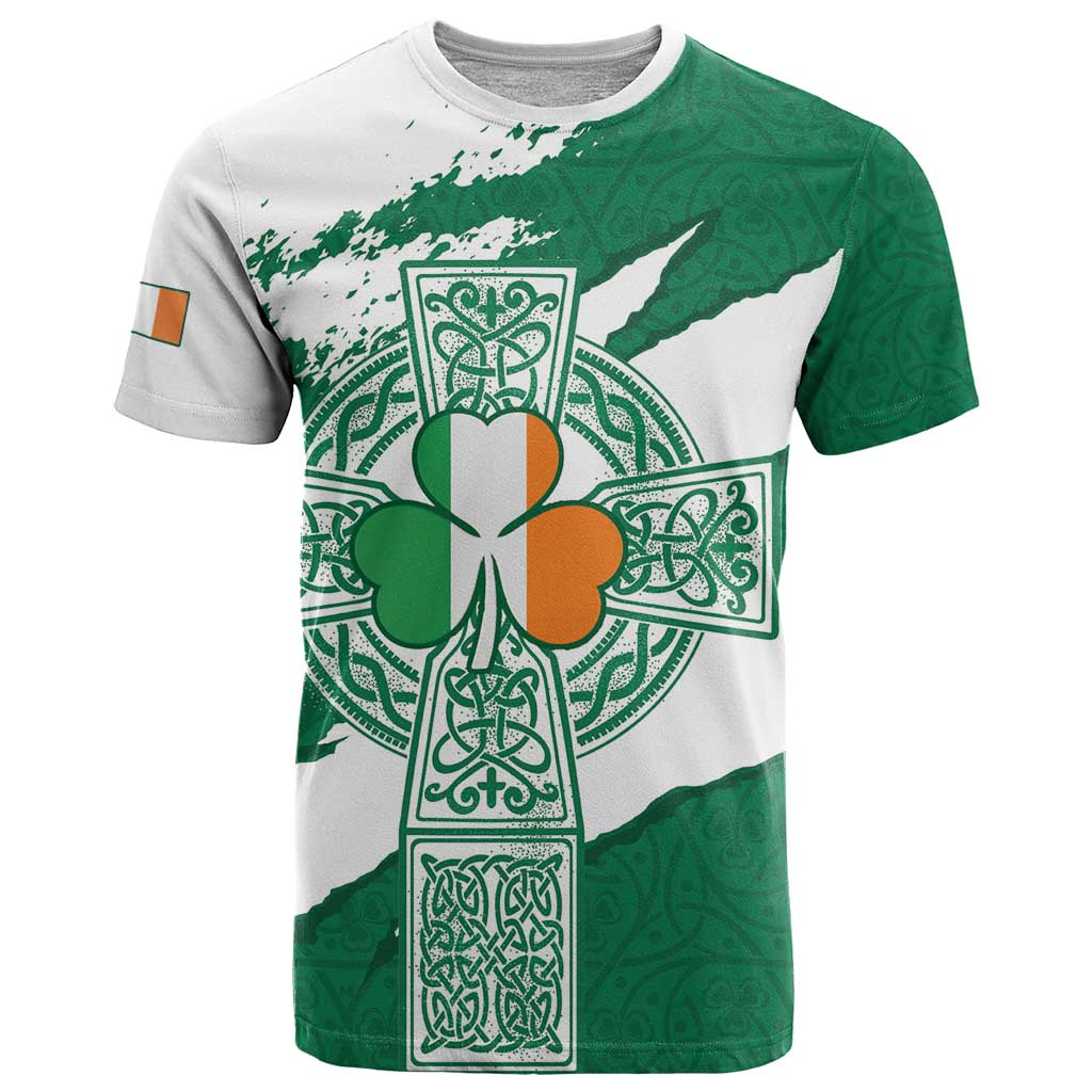 Ireland Celtic Cross T-Shirt Irish Flag Shamrock Graphic Tee
