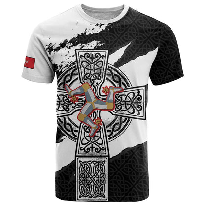 Isle of Man Celtic Cross T-Shirt Triskelion Emblem Graphic Tee