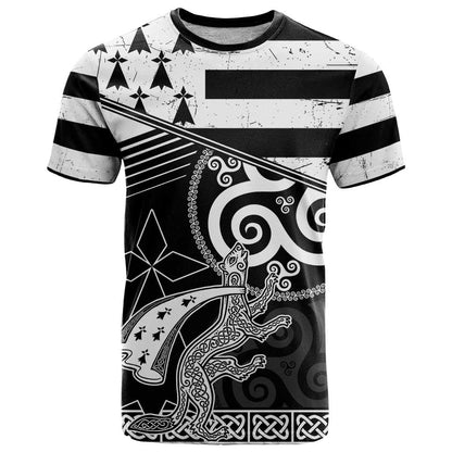 Brittany Ermine Celtic T-Shirt Black Celtic Triskels Graphic Tee