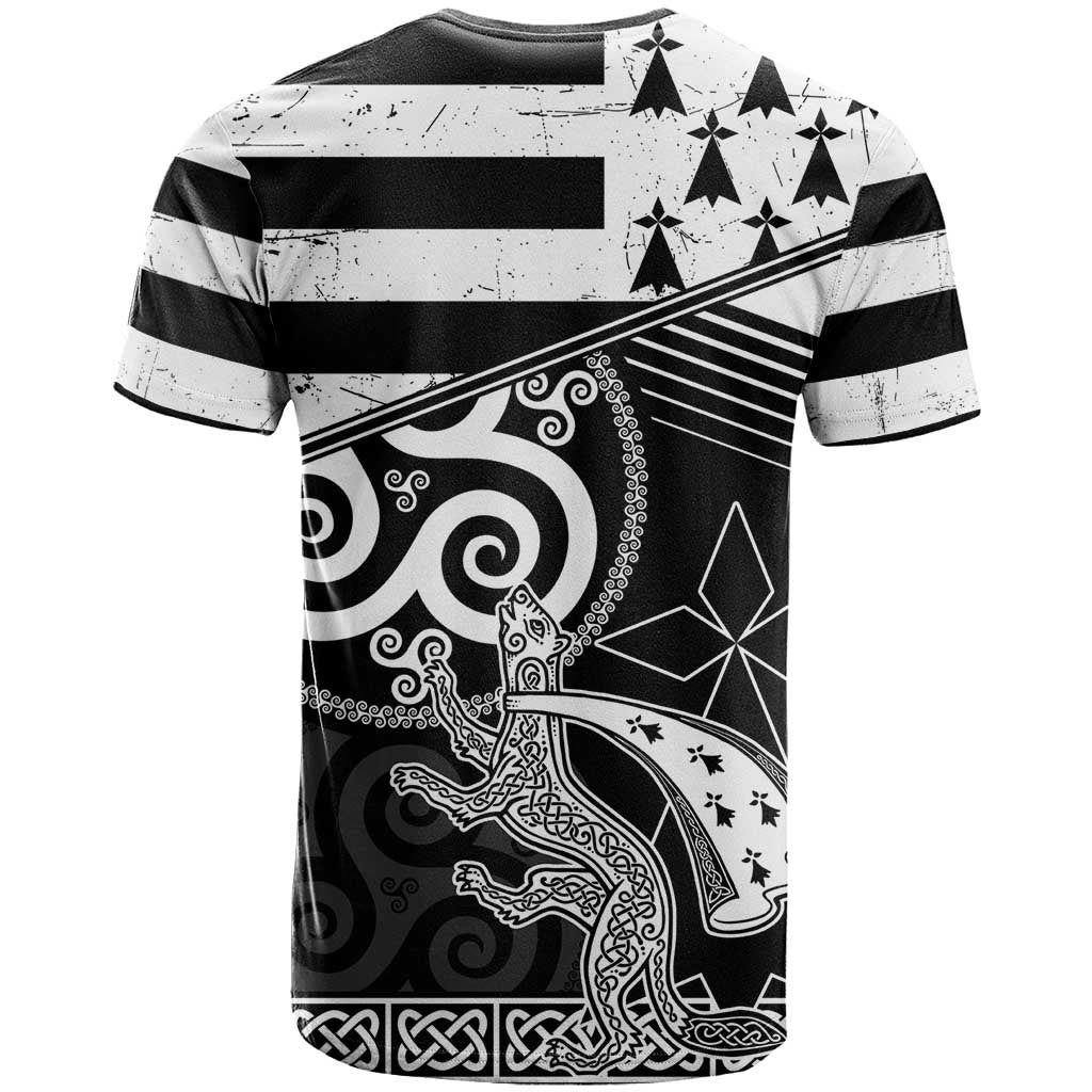 Brittany Ermine Celtic T-Shirt Black Celtic Triskels Graphic Tee