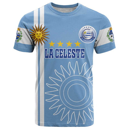 Custom Uruguay Football T-Shirt Sun of May The Sky Blue Graphic Tee