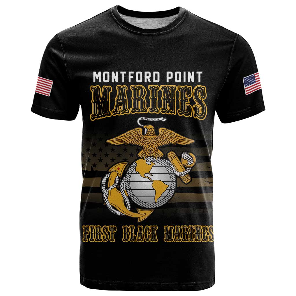 Montford Point Marines T-Shirt First Black Marines USMC Military Graphic Tee