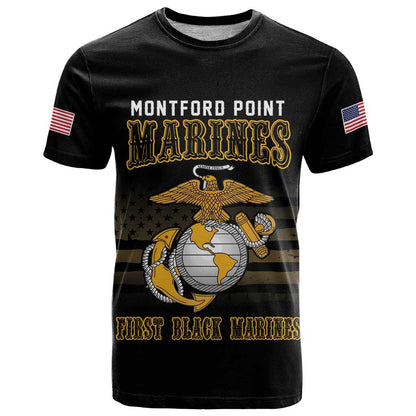 Montford Point Marines T-Shirt First Black Marines USMC Military Graphic Tee