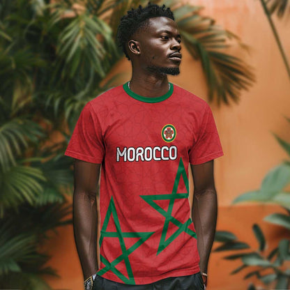 Custom Morocco Heritage Football T-Shirt Road To Champion Graphic Tee