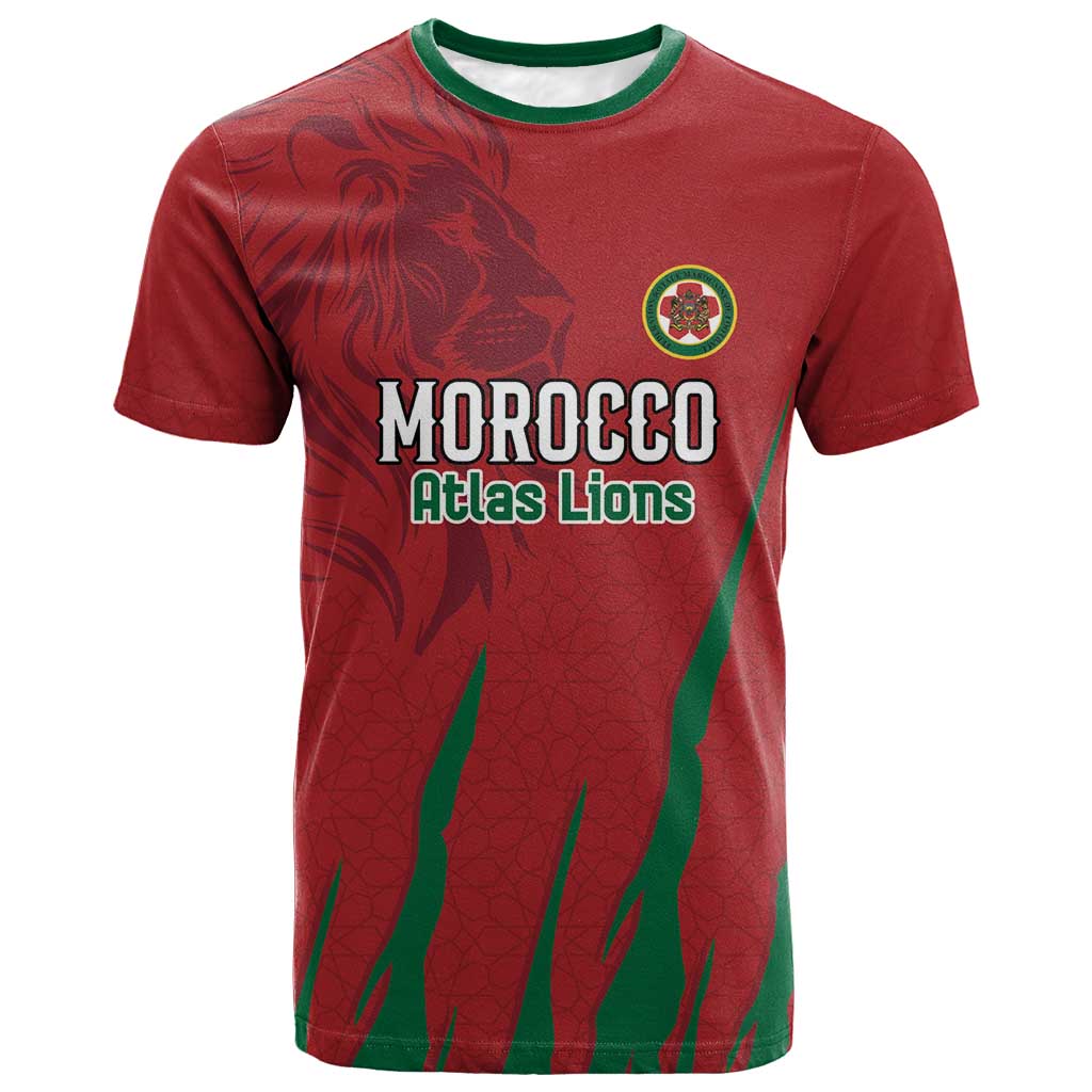 Custom Morocco Football T-Shirt Atlas Lions Road To Champion Graphic Tee