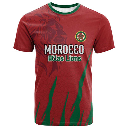 Custom Morocco Football T-Shirt Atlas Lions Road To Champion Graphic Tee