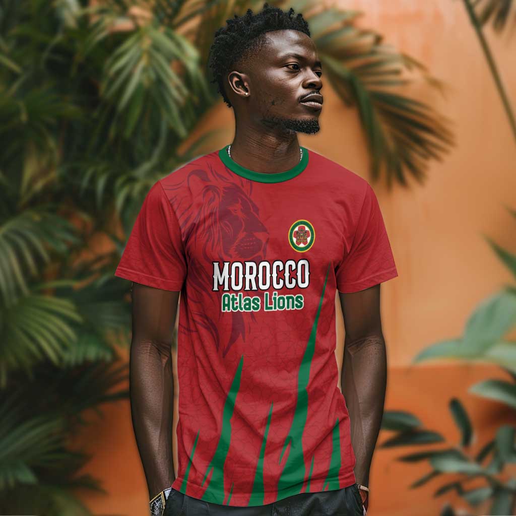 Custom Morocco Football T-Shirt Atlas Lions Road To Champion Graphic Tee