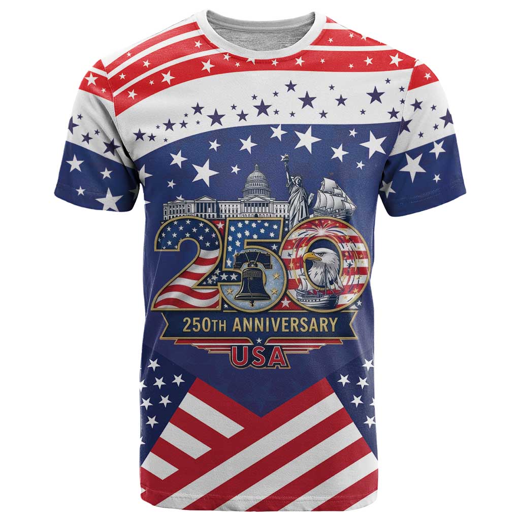 USA 250 Years of Freedom T-Shirt All American Pride Graphic Tee