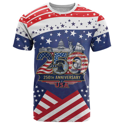 USA 250 Years of Freedom T-Shirt All American Pride Graphic Tee