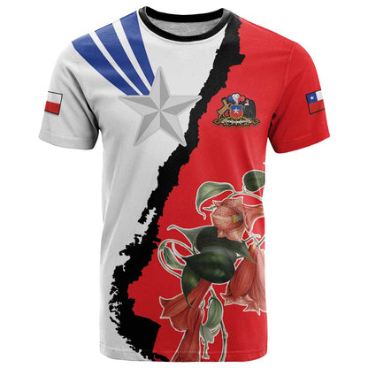 Chile Lapageria Rosea T-Shirt With Flag Color Graphic Tee