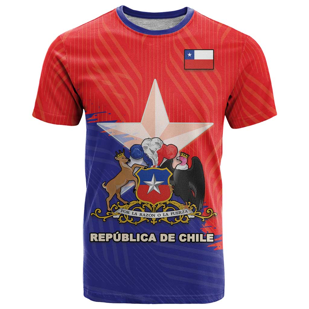 Chile Coat Of Arms T-Shirt With Flag Style Graphic Tee