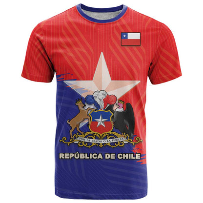 Chile Coat Of Arms T-Shirt With Flag Style Graphic Tee