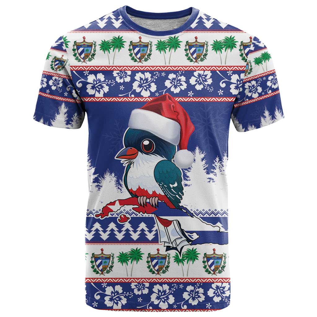 Cuba Christmas T-Shirt Cuban Trogon Map With Feliz Navidad Graphic Tee