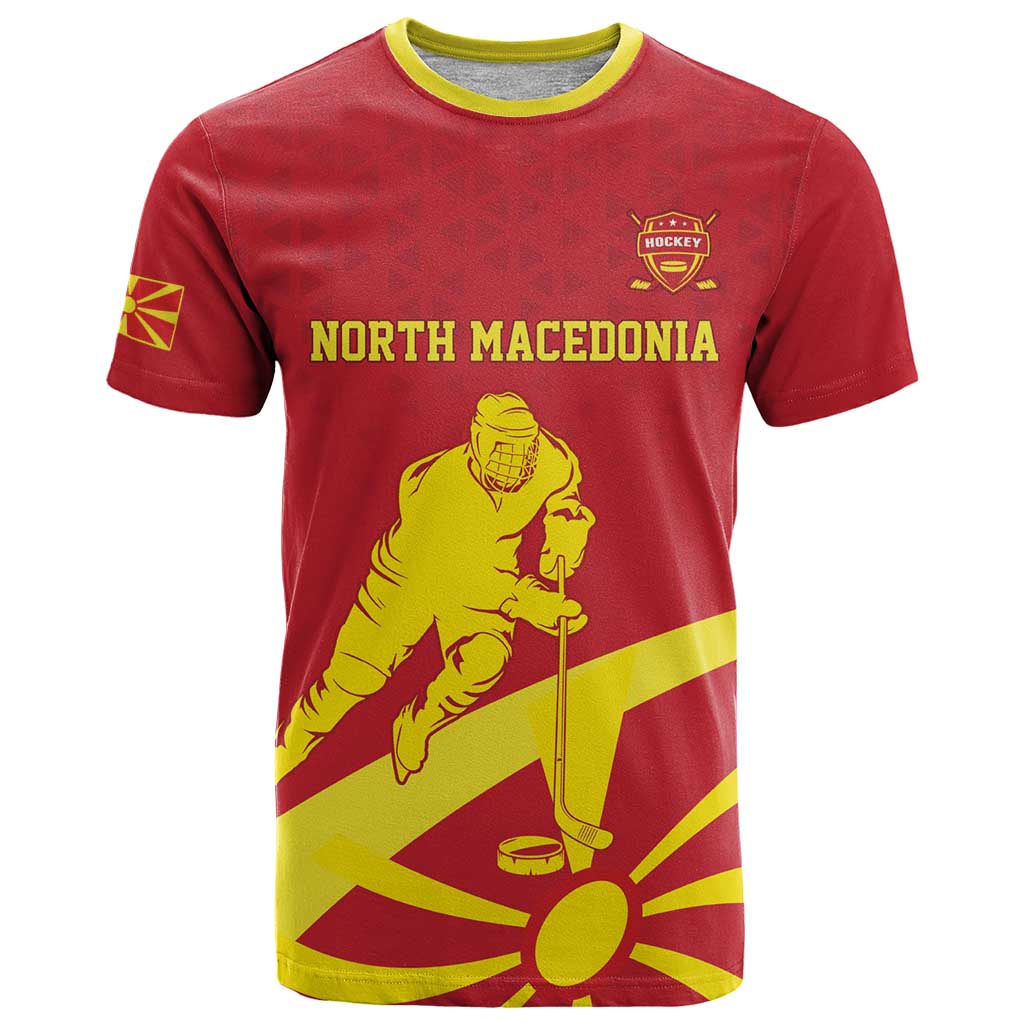 Custom North Macedonia Ice Hockey T-Shirt Go Champion Graphic Tee