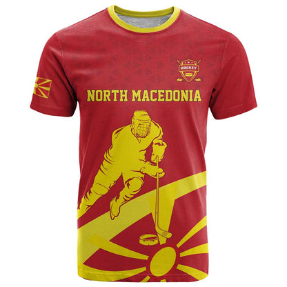 Custom North Macedonia Ice Hockey T-Shirt Go Champion Graphic Tee
