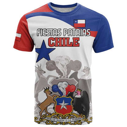 Custom Fiestas Patrias Chile T-Shirt Coat Of Arms Graphic Tee