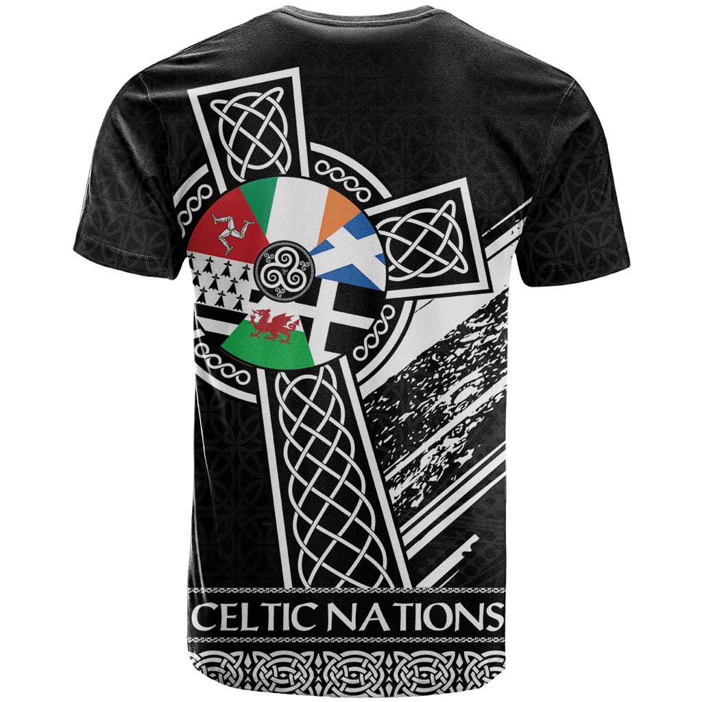 Cross Celtic Nations T-Shirt Six Celtic Countries Grunge Style Graphic Tee