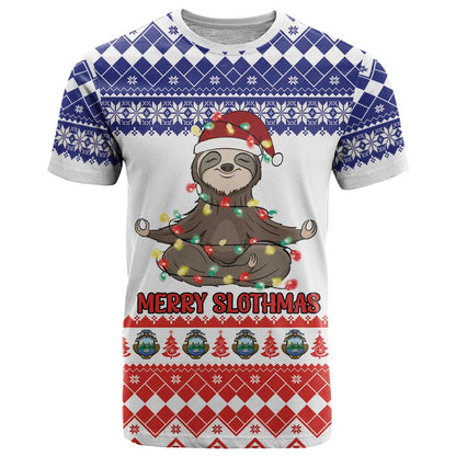Costa Rica Christmas T-Shirt Merry Slothmas Graphic Tee
