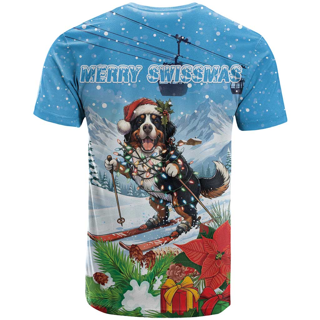 Switzerland Christmas T-Shirt Merry Swissmas Bernese Mountain Dog Graphic Tee