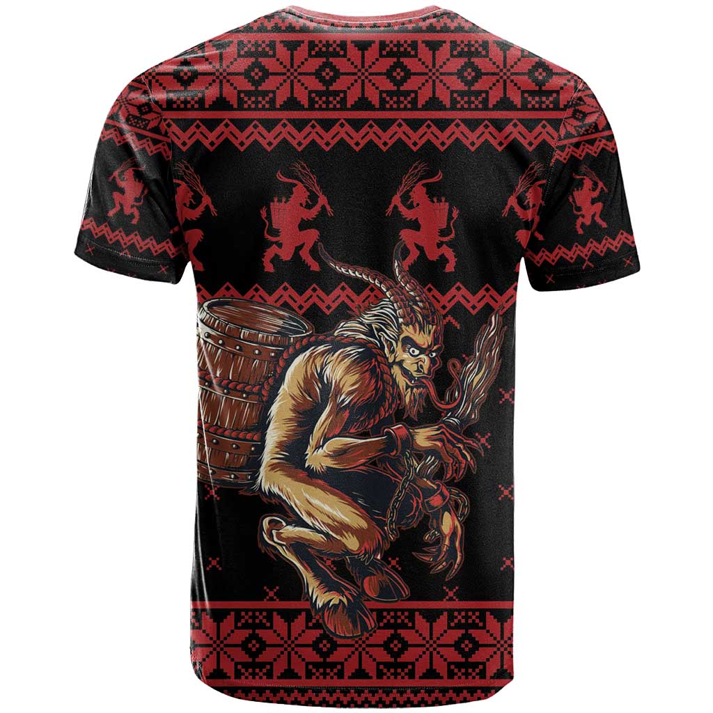Merry Krampus Creepy Christmas Holiday T-Shirt Red Version Graphic Tee