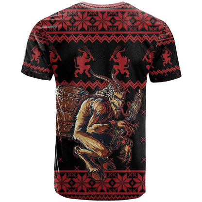 Merry Krampus Creepy Christmas Holiday T-Shirt Red Version Graphic Tee