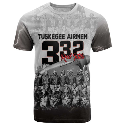 Tuskegee Airmen Pride T-Shirt 332nd Fighter Group Red Tails Graphic Tee